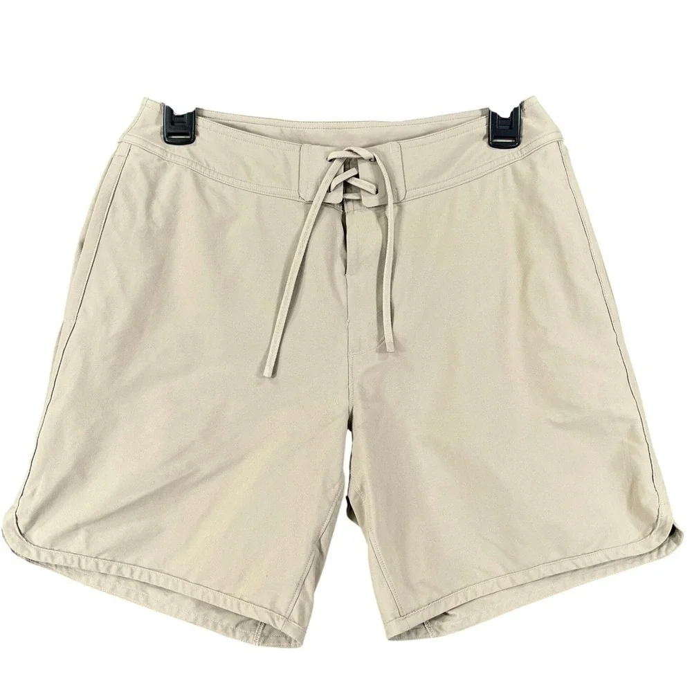 Lululemon Classic Fit Linerless Board Short Men 28 Tan 7 Inch Swim Beach